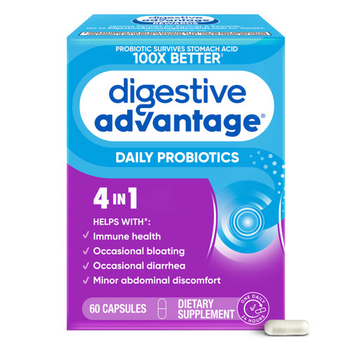 Digestive Advantage Probiotics for Digestive Health, Daily Probiotics for Women & Men, Supports Gut Health, Occasional Bloating & Diarrhea, Minor Abdominal Discomfort, & Immune Support, 60ct Capsules
