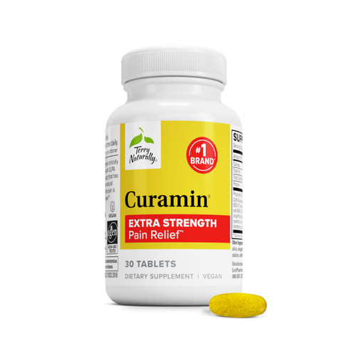 Terry Naturally Curamin Extra Strength - BCM-95 Curcumin and BosPure Boswellia Supplement - Occasional Muscle Discomfort Support - DLPA and Nattokinase Formula - 30 Tablets