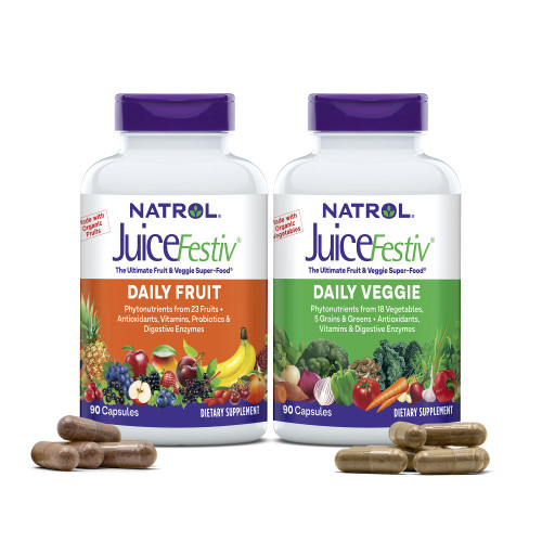 Natrol JuiceFestiv, Vitamins and Supplements for Nutrition & Well-Being, Antioxidants for Cellular Health, 90 Capsules (2-Count), Up to a 45 Day Supply