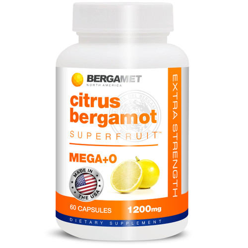 BergaMet Citrus Bergamot Supplement, 170:1 Extract, 1200mg, 80% Polyphenols, Italian Citrus Bergamot Supplement, 60 Capsules, 1 Month, Made in the USA
