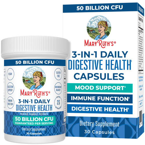 MARYRUTH'S 3-in-1 Probiotics for Digestive Health | Prebiotic & Postbiotic | Gut Health Supplement for Women & Men | 23 Unique Strains | Immune Support | 50 Billion CFU | 30 Servings