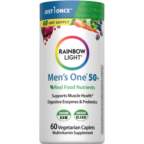 Rainbow Light Mens Multivitamin One + for 50 Plus | 60 Caplets
