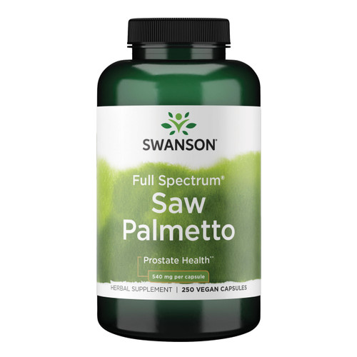 Swanson Saw Palmetto Full Spectrum Herbal Supplement for Men Seeking Prostate, Hair, and Urinary Health Support - 540 mg (250 Vegan Capsules)