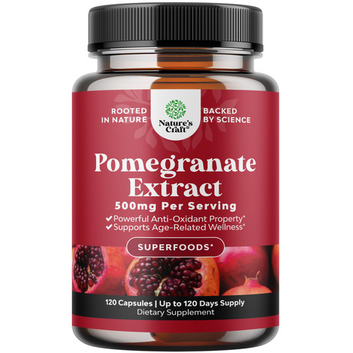Advanced Pomegranate Extract Capsules - Powerful Antioxidant & Healthy Heart Support - Easy To Swallow Pomegranate Supplement - Superfood for Energy & Gut Health Support - Third Party Tested - 120 Ct