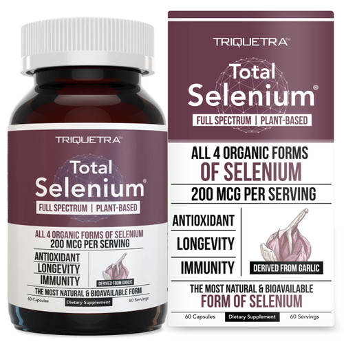 Total Selenium - 200 mcg, Plant-Based - Full Spectrum, Contains 4 Essential Organic Forms of Selenium Including Selenomethionine - Derived from Garlic - 60 Capsules