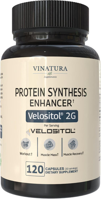 VINATURA Velositol Supplements - Protein Synthesis Enhancer for Strength and Muscle Support, for Men and Women, 120 Capsules