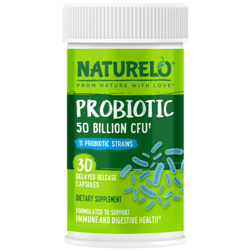 NATURELO Probiotics for Digestive Health, 50 Billion CFU, 30 Vegetarian Capsules, 11 Strains, Daily Use Supplement, Delayed Release, No-Fridge, Helps Boost Immune System, Probiotics for Women & Men