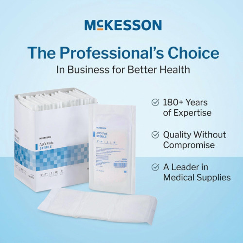 McKesson Sterile Abdominal- ABD Pads | 120-Pack, 5 x 9 Inches | Extra Absorbent & Thick, Individually Wrapped Wound Dressing, First AId Pads | Surgical-Grade, Nonstick- for Heavy Leakage, Post Op