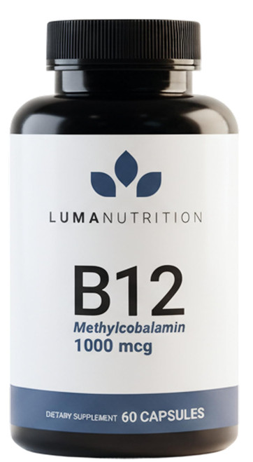 Luma Nutrition Vitamin B12 Methylcobalamin 1000 mcg - High Potency Vegan Supplements for Men & Women - Energy & Metabolism - Pure B12 Vitamins - 60 Capsules