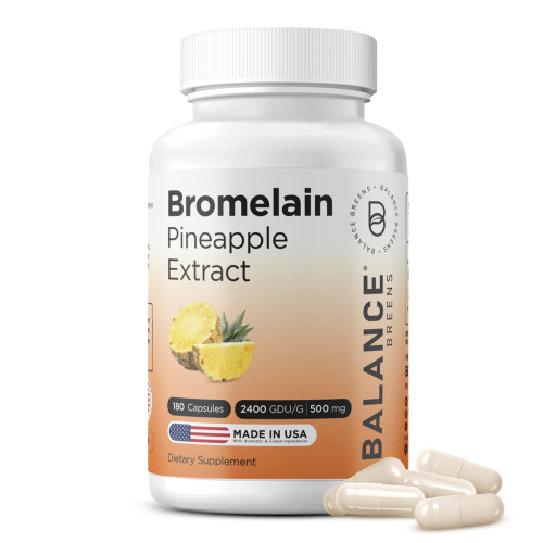 Balancebreens Bromelain 500mg Capsules, 2400 GDU Pineapple Extract, 180 Ct