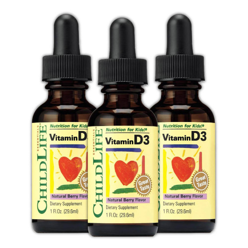 CHILDLIFE ESSENTIALS Baby Vitamin D3 Drops, Berry, 1 Fl Oz (Pack of 3)