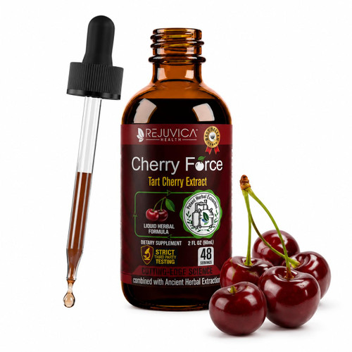 Rejuvica Health Cherry Force - Advanced Tart Cherry Extract - Real Tart Cherries - Rich in Phytonutrients - Liquid Extract for Better Absorption