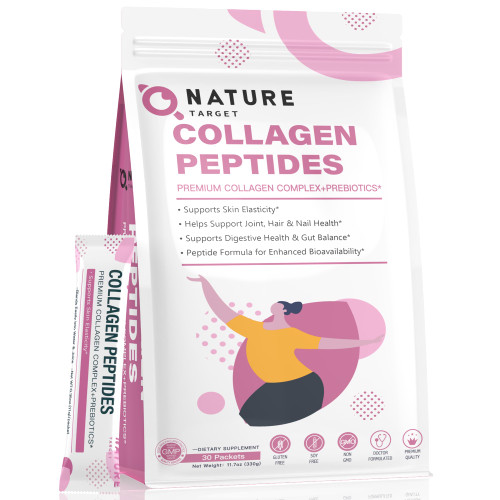 NATURE TARGET Multi Collagen Peptides Powder, 30 Stick Packs