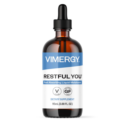 Vimergy Restful You* Liquid Melatonin - Fast-Absorbing Support for Restorative Sleep – Kosher, Vegan, Paleo-Friendly, Non-GMO. Serving Size: Adults 1mL, Kids 0.2mL.*