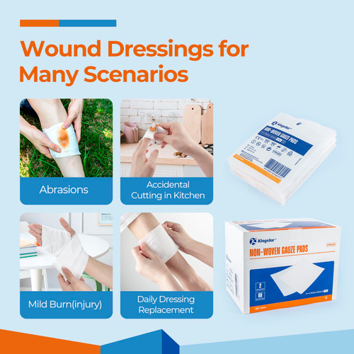 Kingstar Sterile Nonwoven Gauze Pads, 4"x 4" Wound Dressing, 240 Packs - 480 Pieces Superior Soft Sponge Pads, Higher Absorbent Gauze Compresses for Trauma or Post-Operative Wound Care