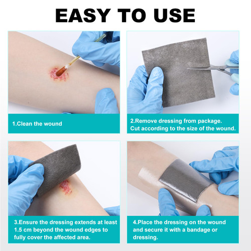 Ag Silver Calcium Alginate Wound Dressing 4" x 4", Non Stick Pads for Wounds, Soft Silver Dressing for Wound Care, Highly Absorbent Dressing Gauze Pads, 40Packs