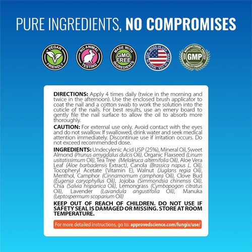 Approved Science Fungix Extra Strength - Undecylenic Acid and Tea Tree Oil - Serum for Fingernail and Toenail Care - Infused with Essential Oils - Healthy Nail Appearance - Easy to Apply - Pack of 2