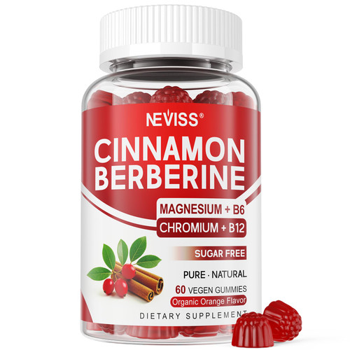 Organic Ceylon Cinnamon Berberine Supplement Gummies Sugar Free Berberine HCl Complex Gummy, Berberine with Ceylon Cinnamon, Bitter Melon, Chromium & Magnesium Glycinate, Vitamin B6 & B12, Vegan, 60ct