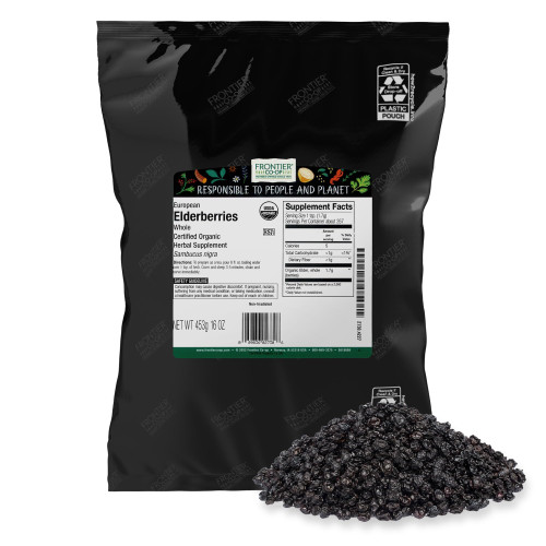 Frontier Co-op Organic Whole European Elderberries, 16oz