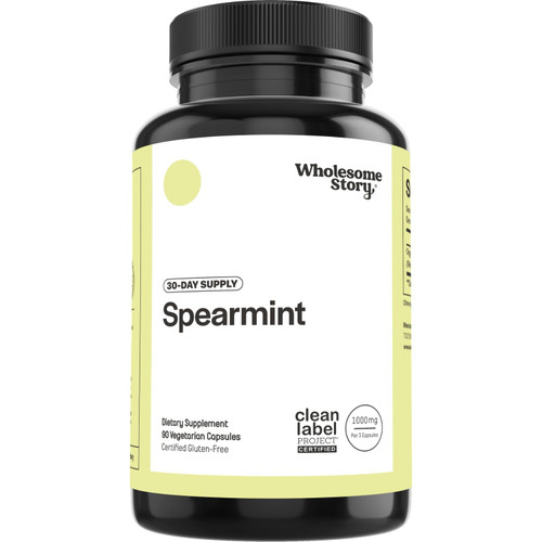 Wholesome Story Organic Spearmint Capsules Supplement | 1000mg Spearmint Leaf | 333.33mg Per Capsule | Supports Hormones, Digestion & Gut | Mentha Spicata | 30-Day Supply