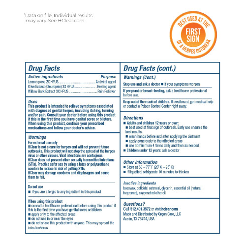 HClear for Him Genital Herpes & Cold Sore Relief Ointment, 0.5 Oz, Fast-Acting Multi-Symptom Relief for Outbreaks, Burning, Itching, Tingling, Pain & Discomfort, All-Natural & Organic Ingredients