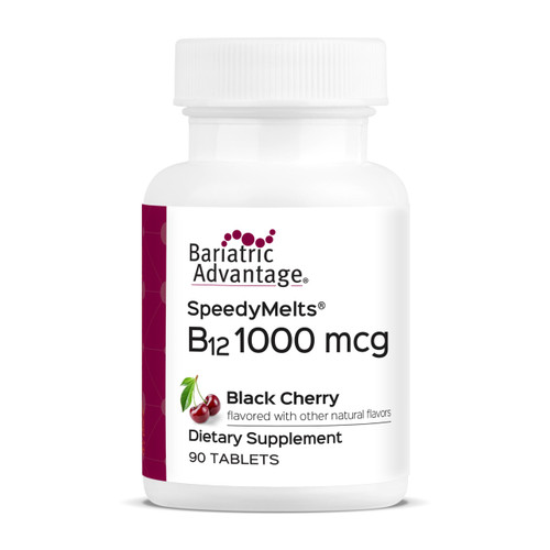 Bariatric Advantage B-12 Speedy Melts, Vitamin B12 1000 mcg Supplement, Fast Melting with 200 mcg of Folic Acid for Nutritional Support - Black Cherry, 90 Count
