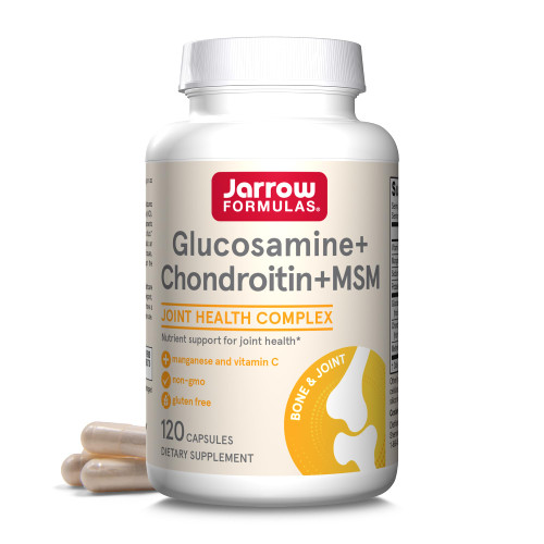 Jarrow Formulas Glucosamine, Chondroitin, and MSM Capsules; Joint Support Supplement with Vitamin C and Manganese, Bone & Joint Health, 120 Capsules, 30 Day Supply