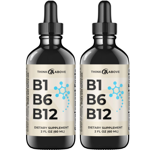 Think Above B1 B6 B12 Vitamin Liquid Drops - Nerve, Energy, Brain Support Supplement - Fruity-Like Flavor - Methylcobalamin, Thiamine, Pyridoxine (2)