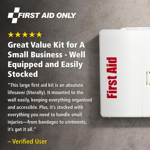 First Aid Only SmartCompliance 50-Person OSHA Compliant First Aid Kit for Business and Office Spaces - Large Plastic Cabinet - Emergency Supplies for Cuts, Bruises, and Scrapes - 245 Pieces