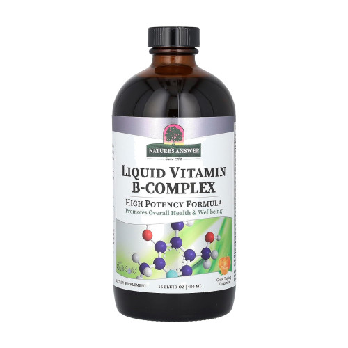 Nature's Answer Liquid Vitamin B-Complex Supports Healthy Energy Levels | Promotes Healthy Nerve Function | All-Natural Tangerine Flavor | Gluten-Free & Benzoate-Free 16oz