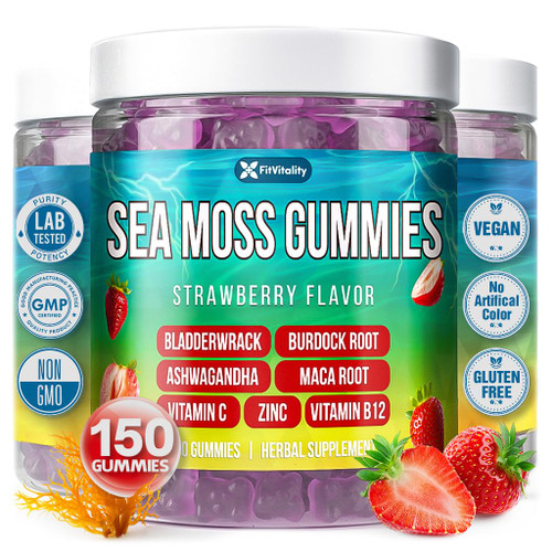 150 Sea Moss Gummies. 9-in-1 Formula. With Ashwagandha, Burdock, Elderberry