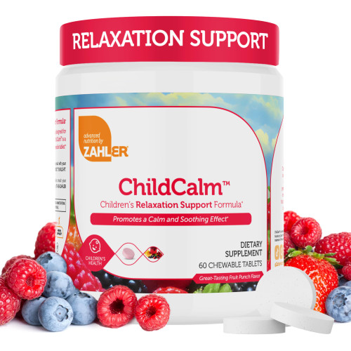 Zahler ChildCalm - Supports Calm State & Soothing Effect for Kids - Chewable Magnesium Tablet to Support Good Sleep - Kosher, Non-GMO, Dairy-Free & Soy-Free - Fruit Punch, 60 Tablets, 30 Servings