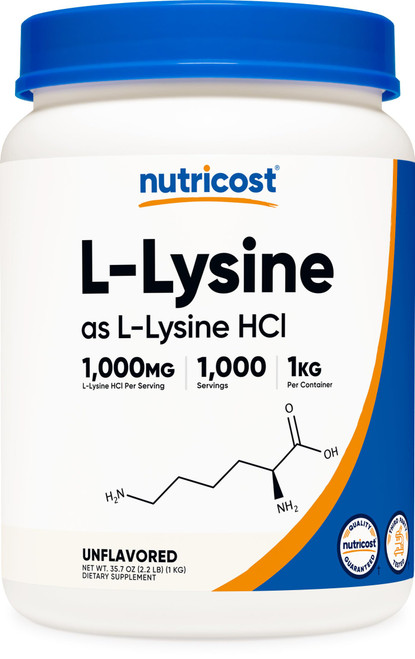 Nutricost L-Lysine Powder 1KG (2.2lbs) Pure L-Lysine, Gluten-Free, GMO-Free