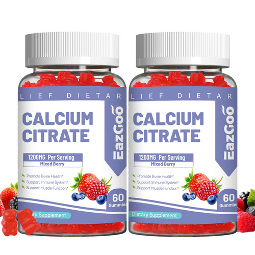 2 Pack Calcium Citrate Gummies - 1200mg Calcium Gummies for Women & Men