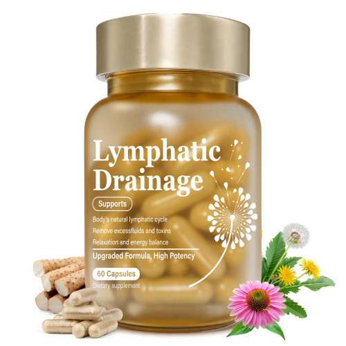 Natural Lymphatic Drainage Supplements with Dandelion, Burdock, Cleavers & Echinacea Herbal Blend Capsules Supports Fluid Balance, Detox & Daily Wellness Non-GMO, Vegan, Gluten Free 60 Capsules