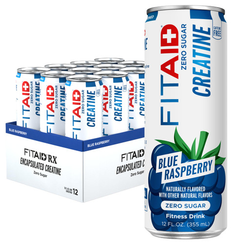 FITAID Creatine Recovery Drink, Zero Sugar, Blue Raspberry, 12pk