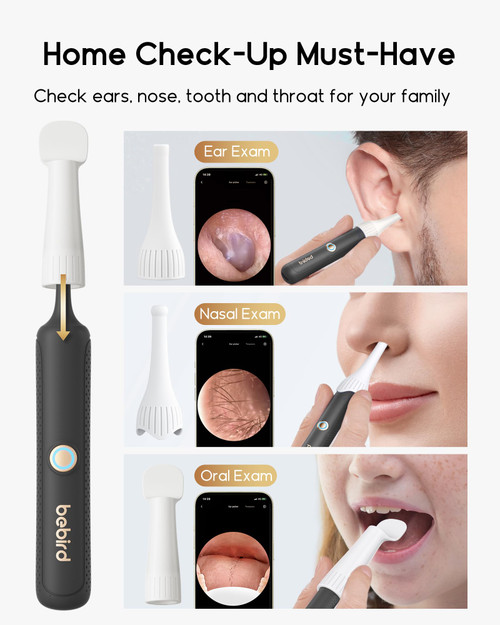 Bebird Earsight Plus R37R Ear Wax Removal Tool Camera, FSA HSA Eligible Items, Smart Ear Cleaner with Painless Visual Tweezers, Flexible Ear Camera Otoscope, Home ENT Cleaning Kit for Family,Black