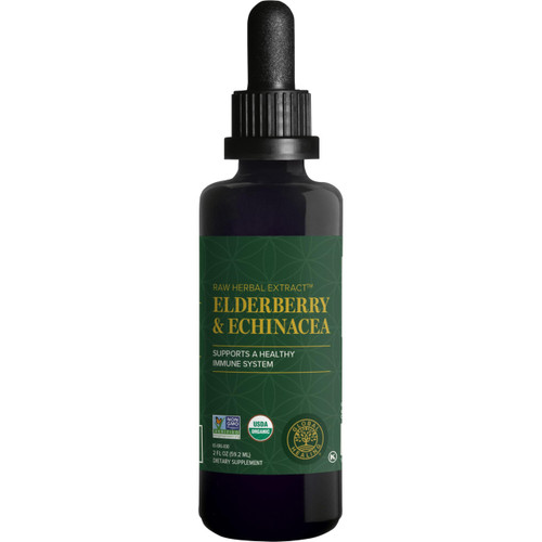 Global Healing USDA Organic Elderberry & Echinacea Liquid Supplement Tincture | Antioxidant Immune Support Against Harmful Organisms for Adults and Kids, Vegan, Non-GMO, 1-Month Supply (2 Oz)