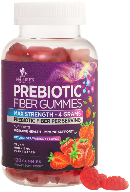 Fiber Gummies For Adults - Prebiotic Plant Based Fiber 4g Per Serving Gummy Supplement - Daily Digestive Health and Regularity Support - Gut Support Gummy Plant Based Digestion Support - 120 Gummies