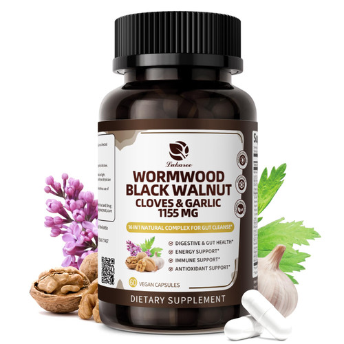 Lukaree 16-in-1 Wormwood Black Walnut Clove Cleanse for Humans – Natural Gut Detox & Digestive Health with Pumpkin Seeds Garlic Oregano Turmeric, Liposomal Tech 98% Absorption, Vegan Capsules 1150mg