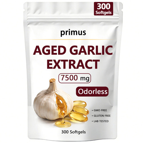 primus Aged Garlic, Odorless Garlic Supplement, 300 Softgels, Plant-Based Formula for Daily Wellness Support（1）