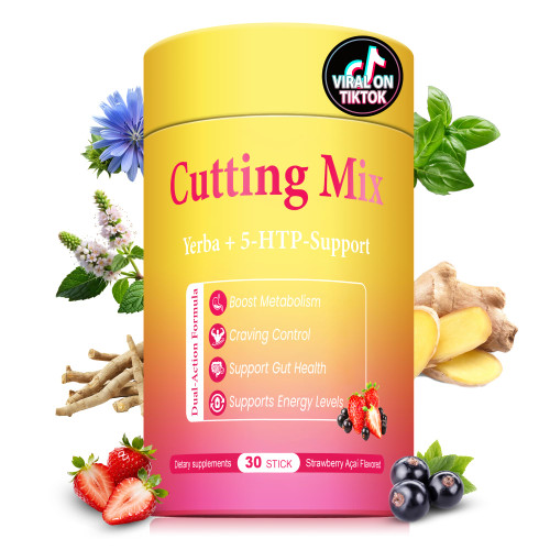 BOSNETHUINH Cutting Drink Mix – Berberine, Chromium, 5-HTP, Yerba Mate, FOS & Magnesium | Supports Satiety Signaling, Energy & Gut Health | Strawberry Açaí Flavor – 30 Sticks