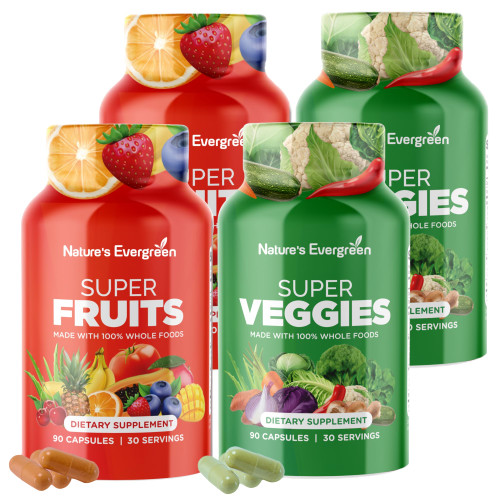 Fruits and Veggies Supplement - Nature Fruits and Vegetables Supplements - Vegan, Non GMO, Soy Free, Superfood Vitamins & Minerals Nutritional Balance - (Total 360 Capsules - Pack of 4) Made in USA