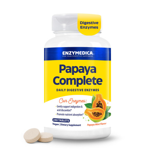 Enzymedica Papaya Complete - Papaya Enzymes Chewable, Digestive Enzyme Supplement for Women and Men, Digestion & Gut Health Support, High Potency Bromelain & Papain, Vegan, Gluten Free - 240 Tablets