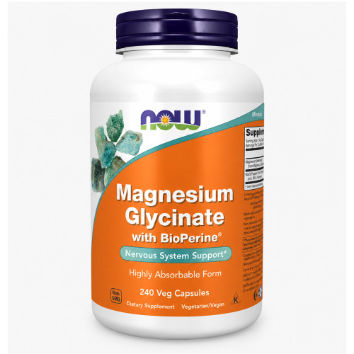 Now Supplements, Magnesium Glycinate with BioPerine, 240 Veg Capsules