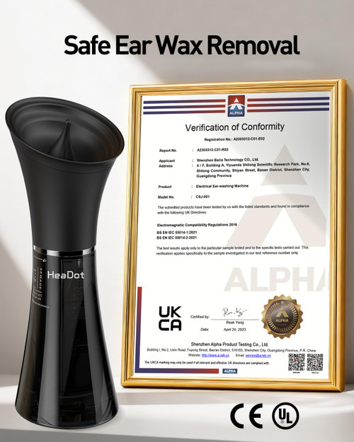 Electric Ear Wax Removal System, Water Powered Ear Cleaning Tool with Irrigation Flusher, 6 Tips, 4 Pressure Settings - Safe & Effective for Ear Wax Buildup Flushing and Cleaning