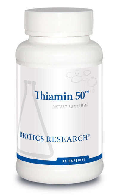 BIOTICS RESEARCH Thiamin 50™ – High Potency Vitamin B1, 50 mg, Energy Production, Metabolic Support, Cardiovascular Health, Brain Health. 90 Capsules