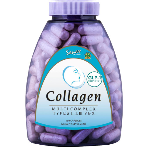 Sanar Naturals Multi Collagen Pills Type I, II, III, V, X | Hair, Nails, Skin, Bone & Joint Support | Hydrolyzed Collagen Peptides Supplement for Women and Men | GLP-1 Support, 150 Capsules