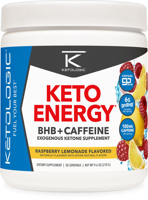 KetoLogic KetoEnergy BHB with Caffeine Powder (Raspberry Lemonade) 30 Serv