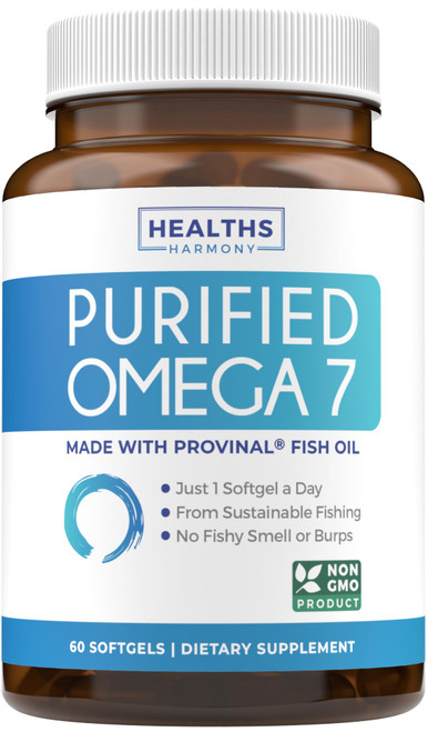 Omega 7 Supplement for Women and Men - High Potency & Purity Palmitoleic Acid Fatty Acid Fish Oil Supplement from Patented Provinal with Lowest Palmitic Acid - Sustainably Sourced (2 Month Supply)